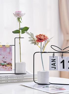 现代简约风家居客厅桌面日历摆件书桌创意铁艺水养插花装饰品摆件