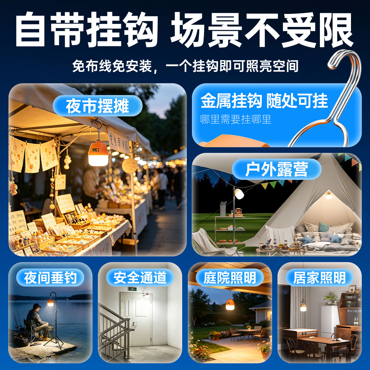LED outdoor rechargeable lighting night market street stall ultra-bright long-life household power outage emergency camping light bulb