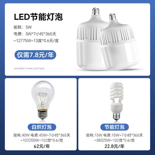 节能灯泡led灯家用照明超亮e27螺纹口螺旋型护眼小球泡白暖光灯炮 - 图1