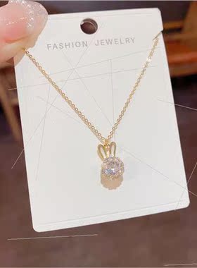 Super flash rotatable rabb necklace 2023 new tide niche swee