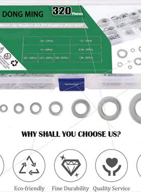 320pcs US flat washer o-ring gasket set 304 inch metal flat