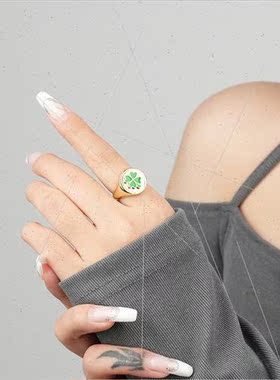 925 silver Vintage Drip Clover Ring Women Europe che Fashion