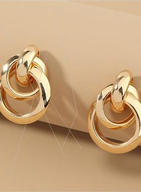 Europe Fashion Jewelry Metal Matte Earrings Europe Stud Earr