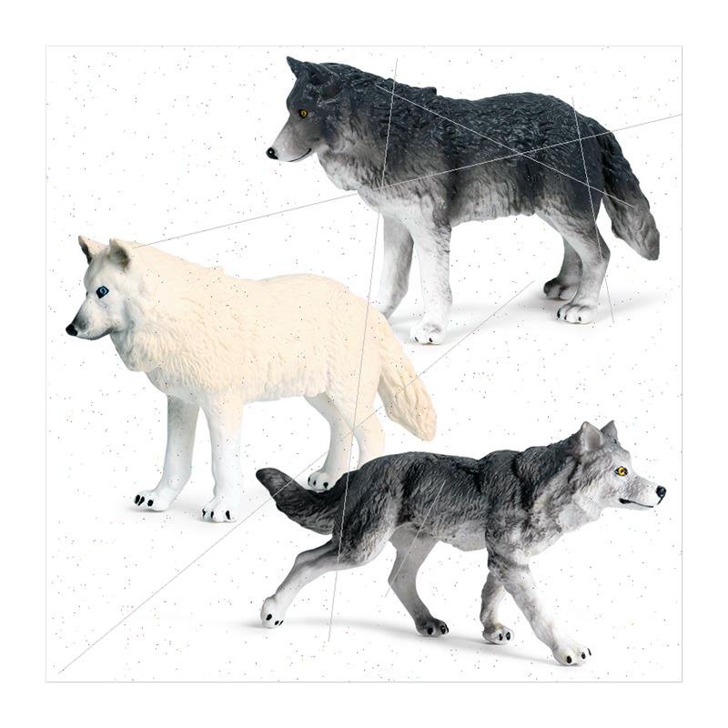 Static model est animal wolf in gray wolf Children toys hand-图3