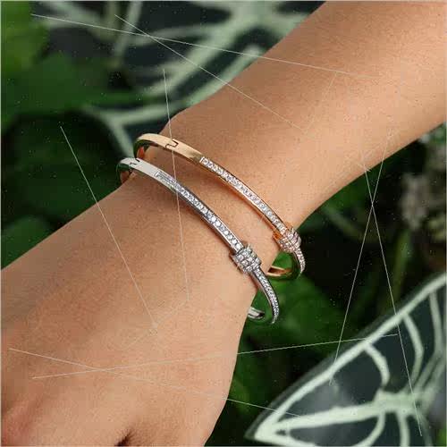 Inlaid zirconia bracelet does not fade Korea rose gold plate - 图1