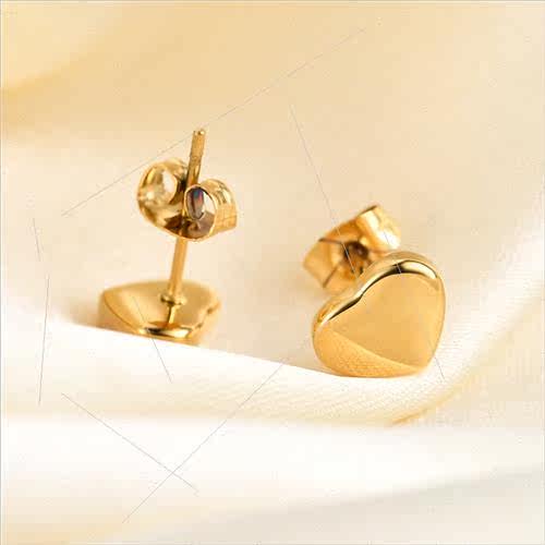 Ins gift simple glossy love heart tanium steel earrings earr - 图2