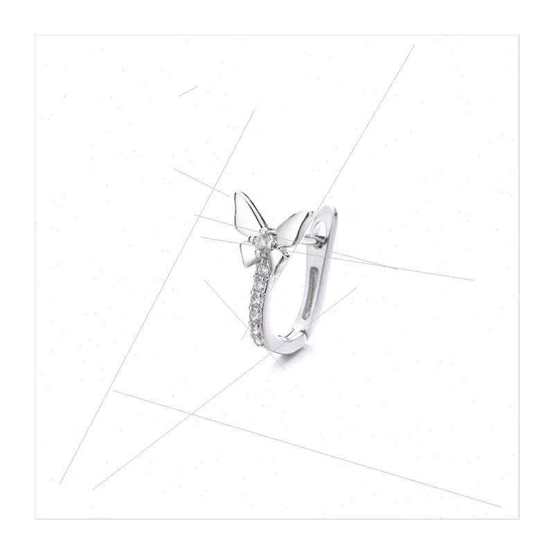 Flash diamond bow earrings simple sweet small row diamond ea - 图3