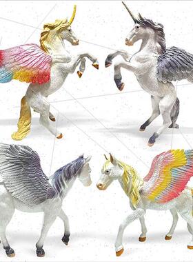 Solid unicorn toy model children myth flying horse colorful