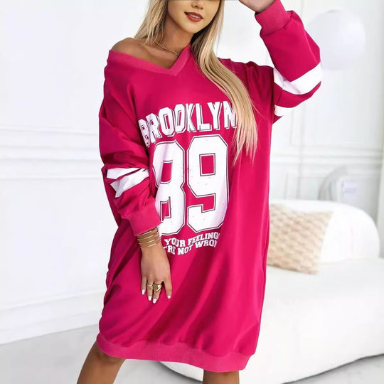 Casual long sleeve letter print sports dress