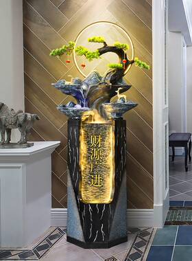 现代简约流水摆件循环水家居客厅加湿器玄关水景轻奢装饰大型落地