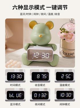 暴力熊电子时钟摆件表摆台式时间显示器客厅桌面装饰品坐立式闹钟