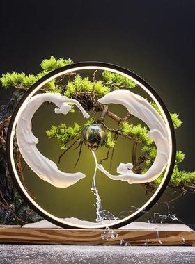 新中式创意仿真迎客松盆景办公室桌客厅玄关家居软装饰品禅意摆件