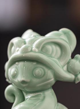 陶瓷生肖蛇年茶宠动物装饰摆件