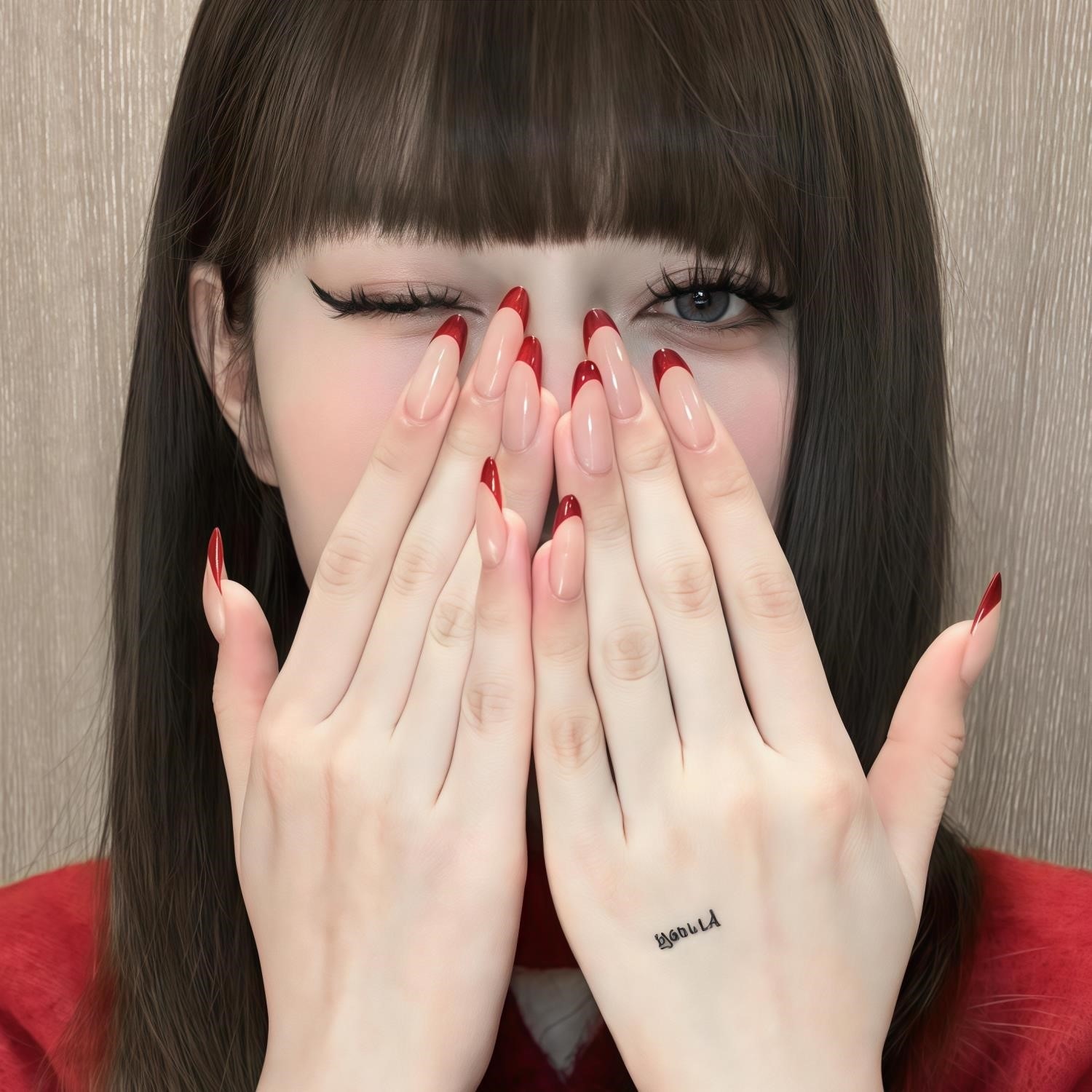 新年美甲欧美辣妹法式红美甲穿戴甲纯手工高级可拆卸新娘甲裸色,淘宝优惠券,粉丝福利购,淘宝优惠卷