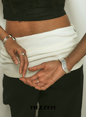 MEZZEM x LOPHNE 素银色波浪宽手镯 简约气质百搭高级感开口腕饰