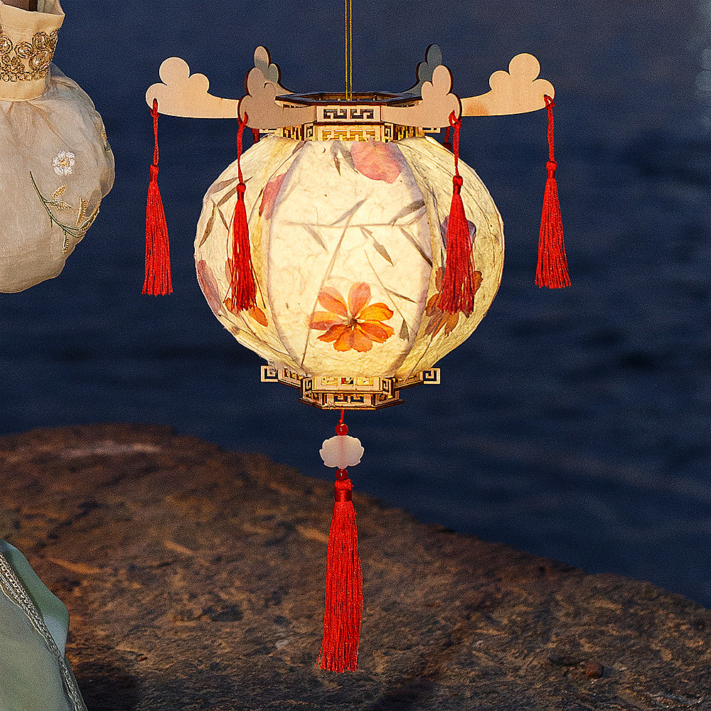 中秋节灯笼diy手工制作材料 儿童手提花灯非遗花草纸古风宫灯装饰