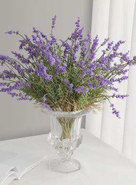 客厅家居摆件仿真塑料紫色薰衣草假花 新娘手捧花束仿真假花花束
