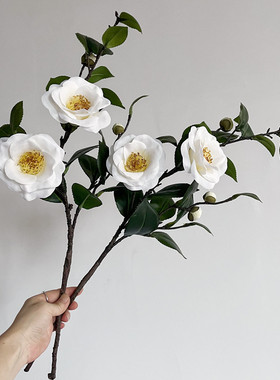 禹涵高山茶花枝仿真花高品质假花