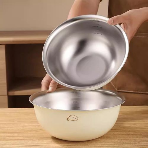 2025新款316L不锈钢套盆家用料理盆加深和面盆泡面汤碗厨房洗菜盆 - 图1