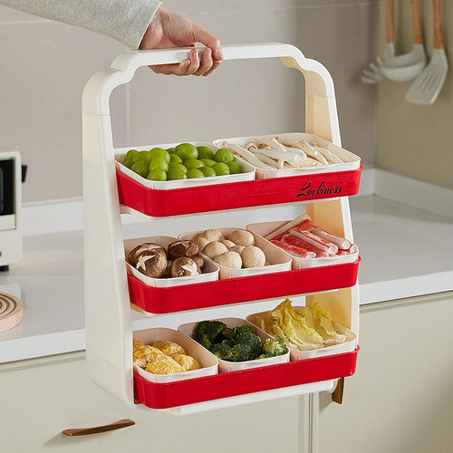 厨房多功能备菜架放菜收纳盒台面置物架火锅配菜神器家用蔬菜托盘 - 图2