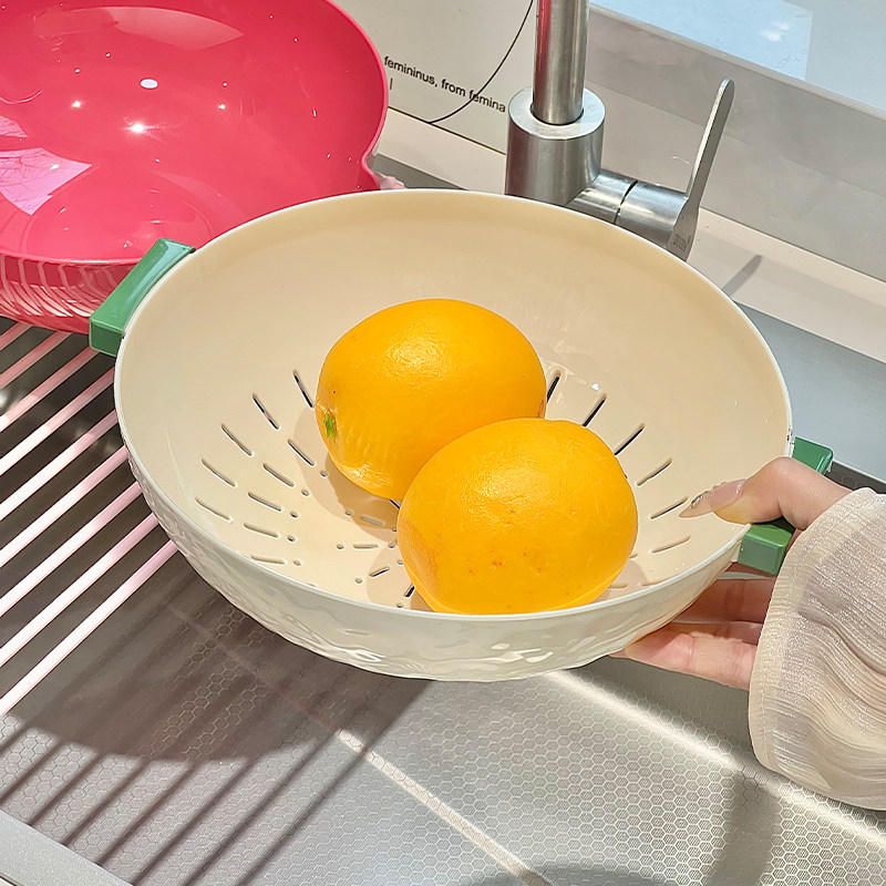 多巴胺双层沥水篮新款家用洗菜盆厨房食品级水果盘滤水淘洗菜篮子,淘宝优惠券,粉丝福利购,淘宝优惠卷