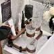 Retro solid wood bathroom no-punch toilet toothbrush holder