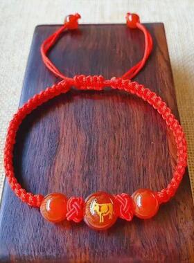 太岁红绳手链女本命年护身符属龙十二生肖编织红手绳红色首饰男