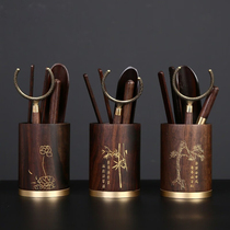 Tangling Solid Wood Black Sandalwood Korn Wood Kongfu Tea Accessories Bronze Tea Road Six Gentlemen Suit Tea Clip Puer Knife To Raise A Fortune