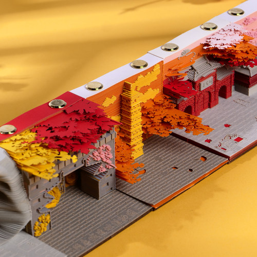 3d立体纸雕日历便签手撕便签纸台历河南洛阳秋记盲盒建筑创意文创 - 图3