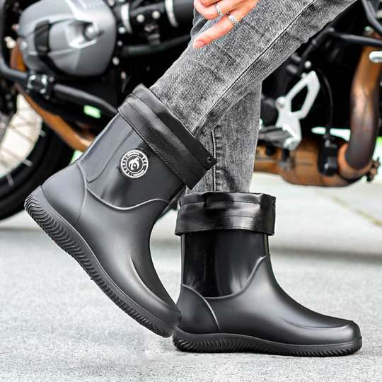 雨靴钓鱼时尚中筒雨鞋男四季工作胶鞋防滑防水厨房鞋短筒水鞋