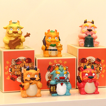 Guochao Dragon Birth Jiuzi Dragon Year Mascot Doll Public Tsai Small Swing Piece of the Dragon King Long Lunar New Year Gift of the Year