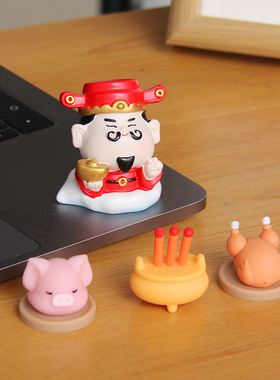 新中式钟馗财神小神仙家居桌面贡品供奉托盘办公室工位治愈小摆件