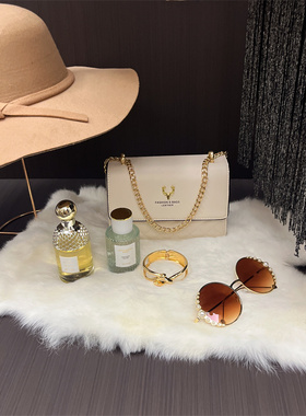 香槟色样板房衣帽间衣服衣柜现代简约鞋包包女软装装饰品摆件轻奢