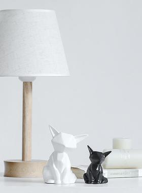 创意陶瓷狐狸摆件动物家居饰品现代简约北欧风客厅台面装饰品礼品