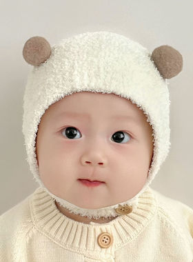 冬天帽子围巾一体女小熊2026新款女士毛绒加绒加厚骑车护耳保暖帽