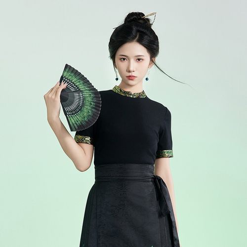 星河汉歌周仪冬黑新中式针织衫马面裙上衣女国风明制汉服改良日常 - 图2