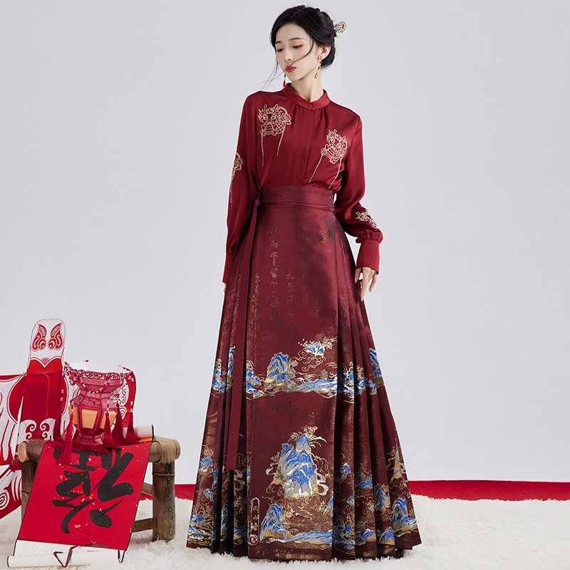 星河汉歌江山雪红色马面裙女套装明制汉服日常2026新款冬新年战袍,淘宝优惠券,粉丝福利购,淘宝优惠卷