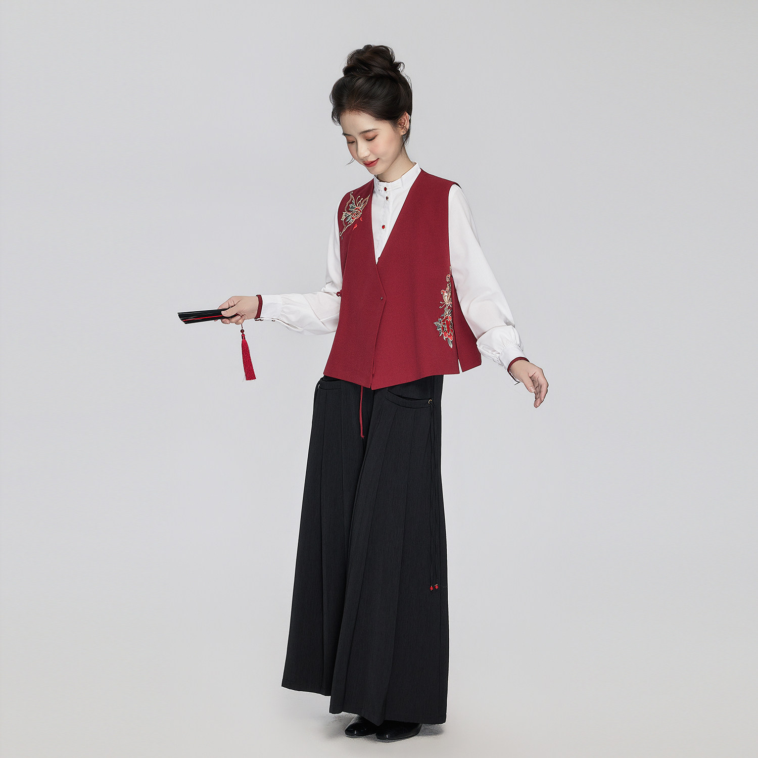 星河汉歌山间觅新中式套装宋裤套装冬黑色阔腿裤明制汉服改良日常,淘宝优惠券,粉丝福利购,淘宝优惠卷