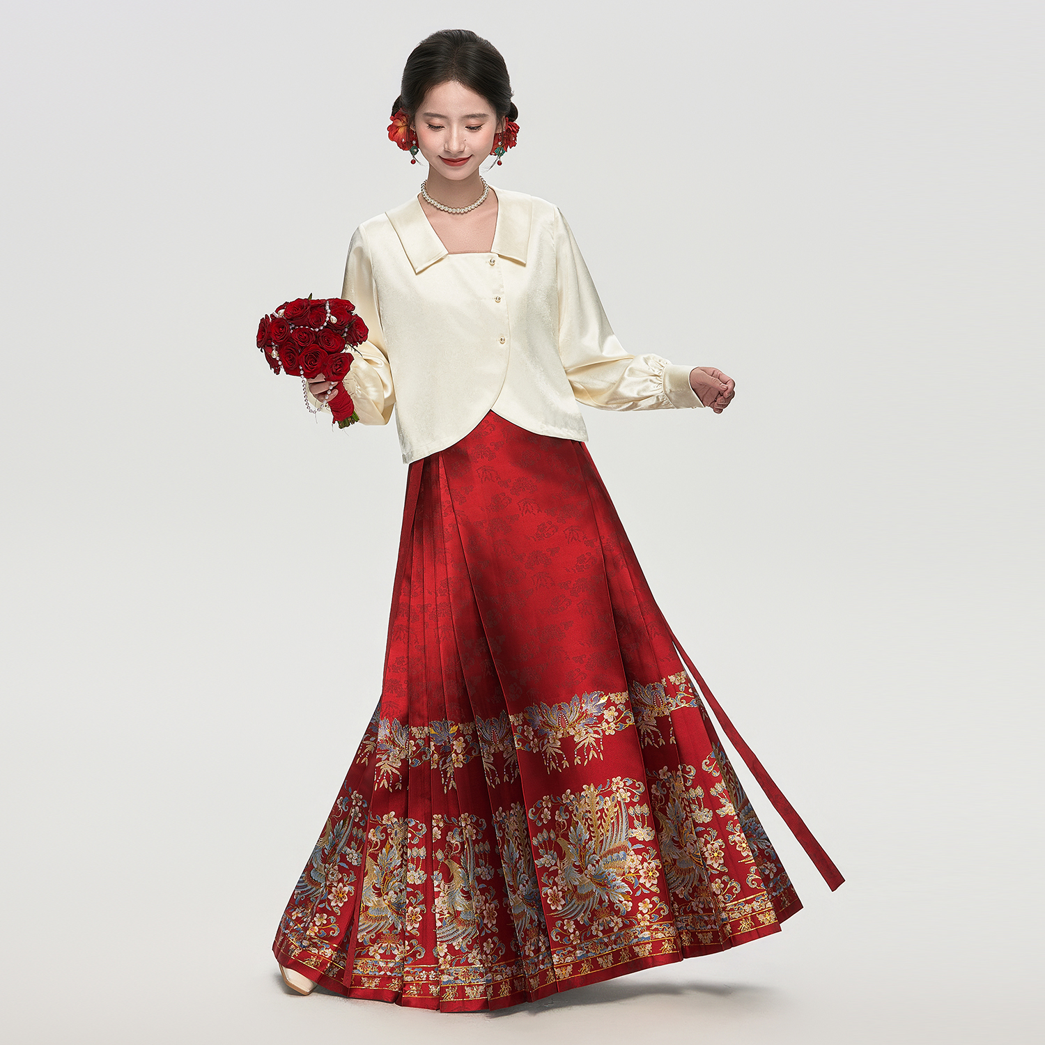 星河汉歌[翠羽红]马面裙女2024秋冬新款明制汉服原创高端敬酒礼服