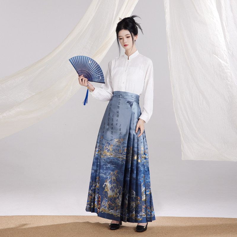 星河汉歌江山雪国风蓝色马面裙女新中式冬明制汉服改良日常,淘宝优惠券,粉丝福利购,淘宝优惠卷