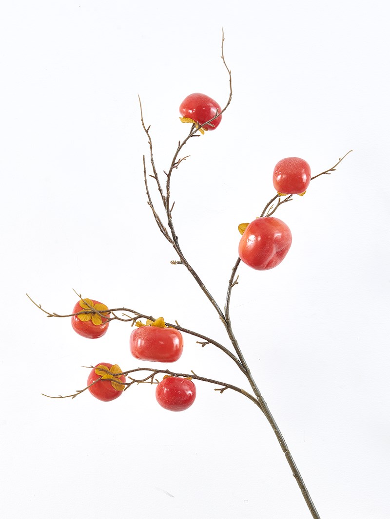 柿柿如意花束柿子仿真花客厅摆设干花果树枝水果摆件花瓶假插花艺 - 图3