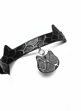 灼欲*原创猫咪真皮项圈puppy小众牵引choker脖圈定制刻字穿戴项链