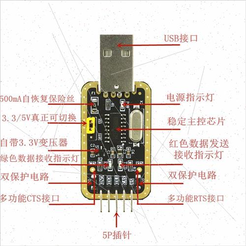 USB转TTL模块CH340G RS232转串口 USB转串口下载线升级板刷机板线 - 图0