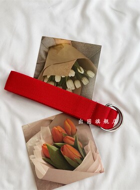 纯色帆布腰带女配牛仔裤皮带
