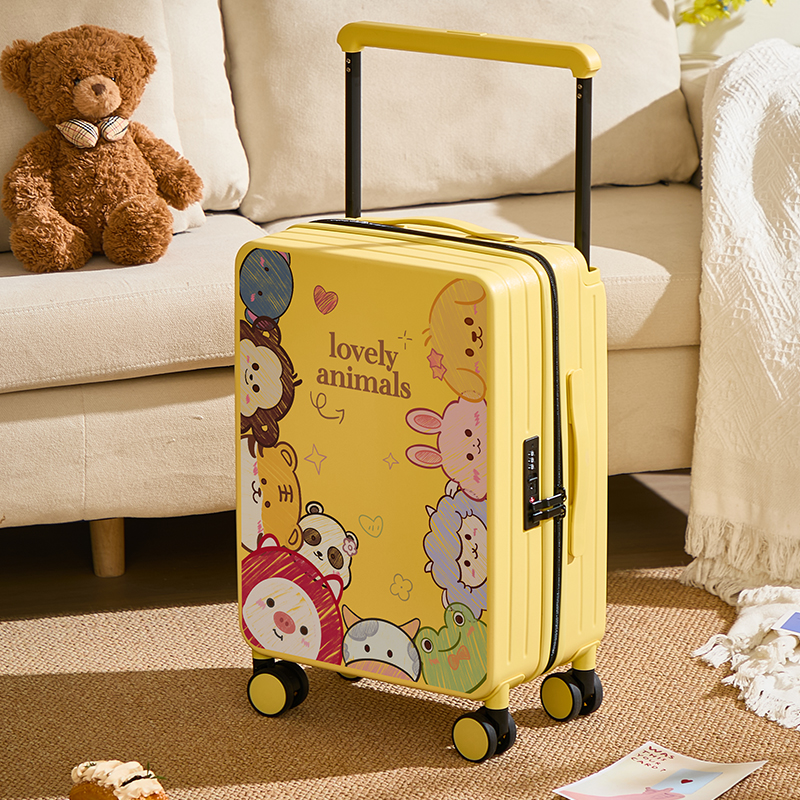 DHJ新款卡通宽拉杆行李箱女20/24寸登机箱密码箱高颜值旅行箱学生