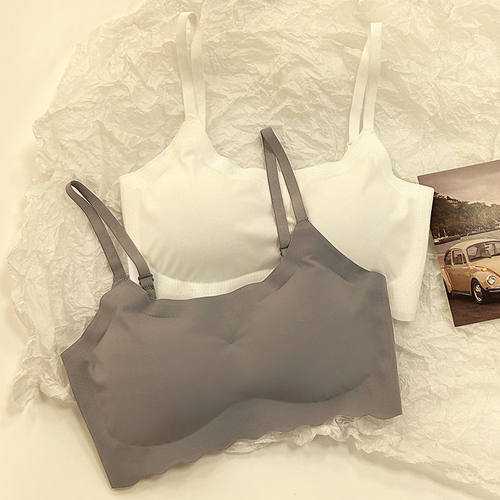 无痕冰丝内衣少女吊带聚拢无钢圈学生夏季薄款舒适透气发育期文胸 - 图2