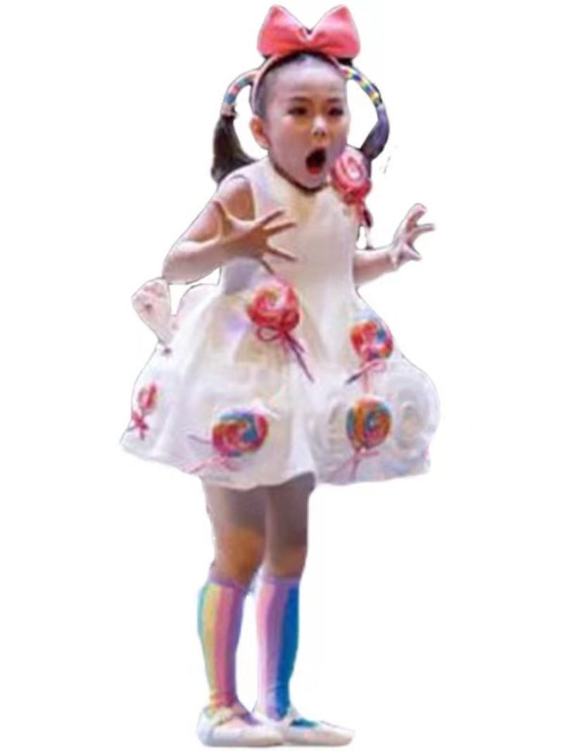 六一新款彩虹棒棒糖演出服幼儿园舞蹈服公主蓬蓬纱裙我勇敢表演服