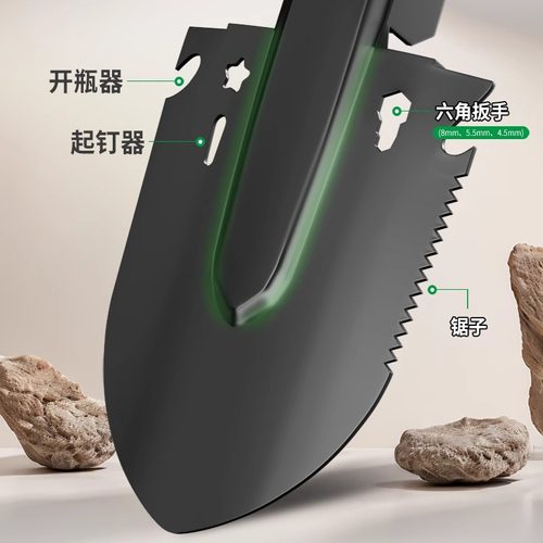工兵铲锰钢加厚多功能户外兵工铲车载铲子锹钓鱼露营松土铁锹工具 - 图1