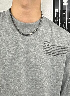 原创设计款玉石拼接串珠男士项链女小众设计冷淡高级感项链情侣款