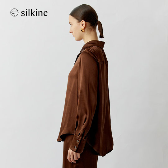 丝所经典系列100%桑蚕丝水晶宽领真丝衬衫高级纯色上衣锦鲤衫